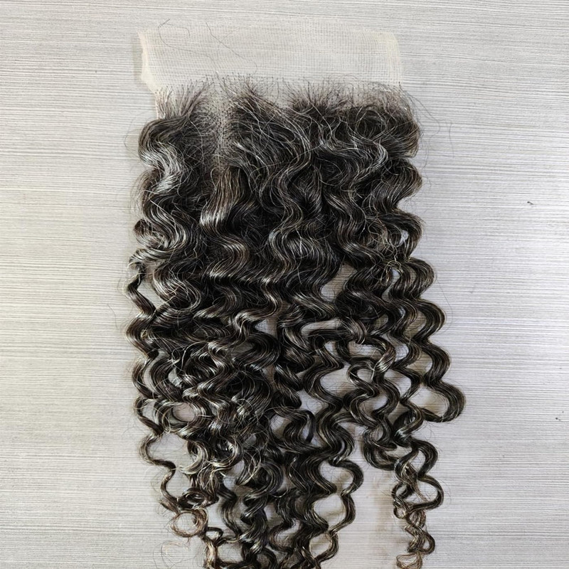Clytie Raw Curly Salt And Pepper Human Hair Closure 44 Thin10 Inches Hd