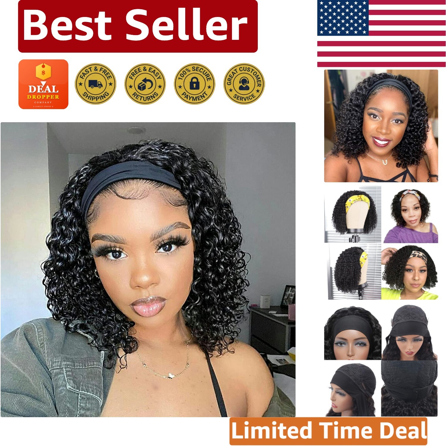 Soft & Tangle-Free 12-Inch Human Hair Deep Wave Headband Wig – Fashion Essential