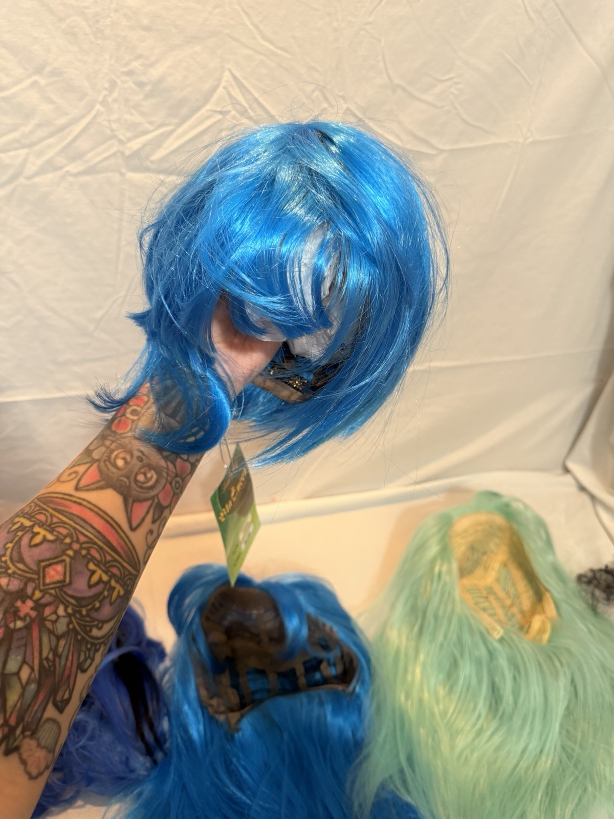 Lot Of 5 Blue Synthetic Wigs Costume Cosplay Party Wig
