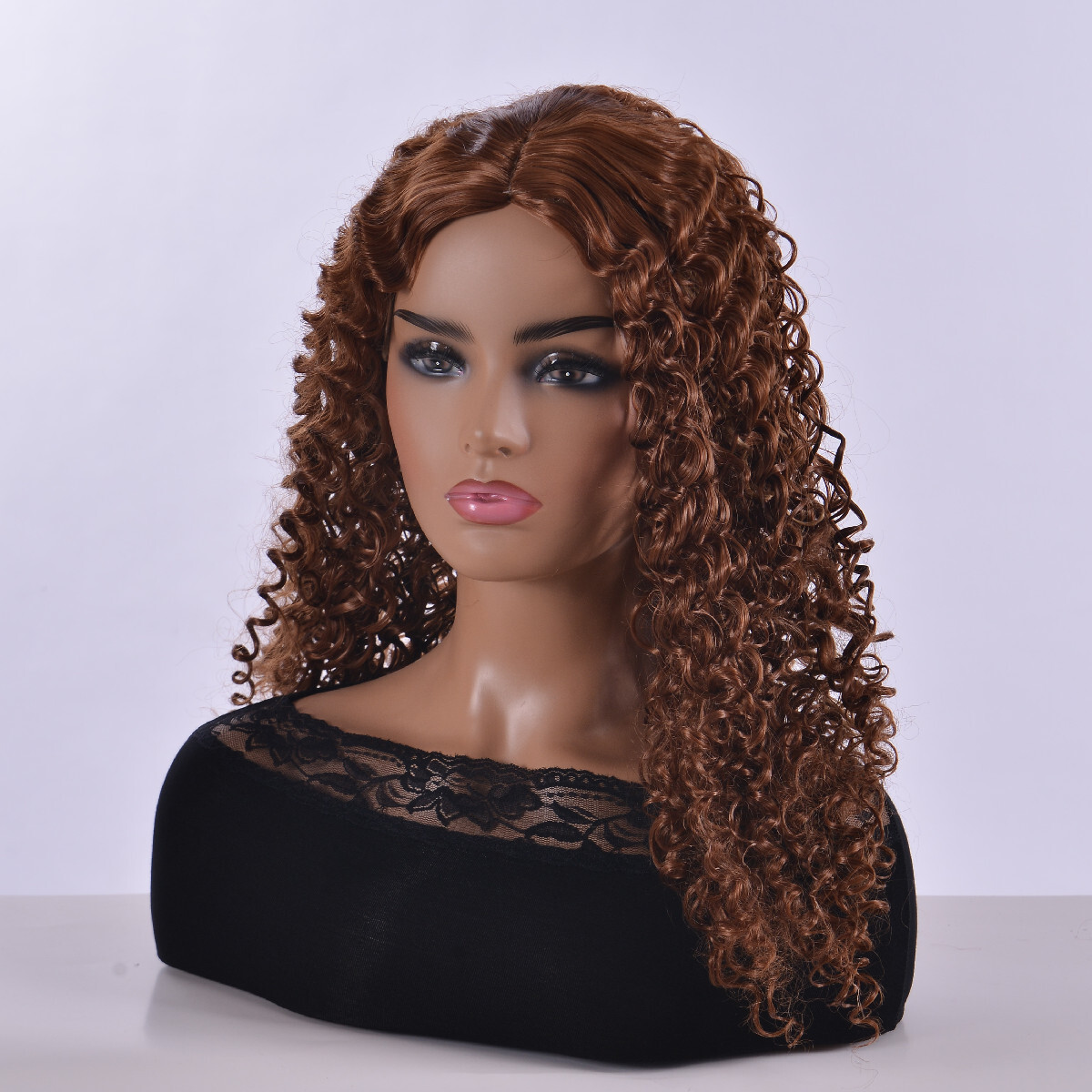 Women’s Curly Wavy Chest Long Wigs Blonde Brown Synthetic Medium length Hair US