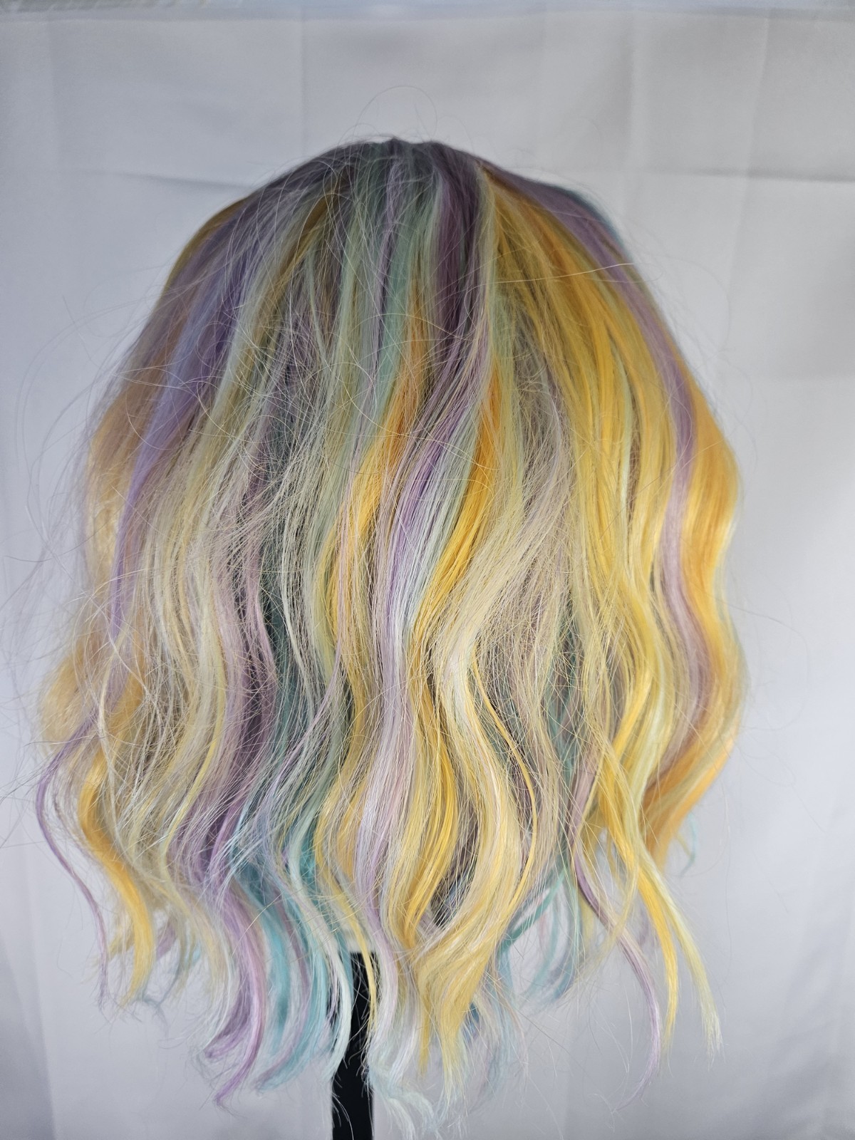 14 Inches Rainbow Wig Short Wavy Pastel Wig with Bangs Multi Color Wigs for…