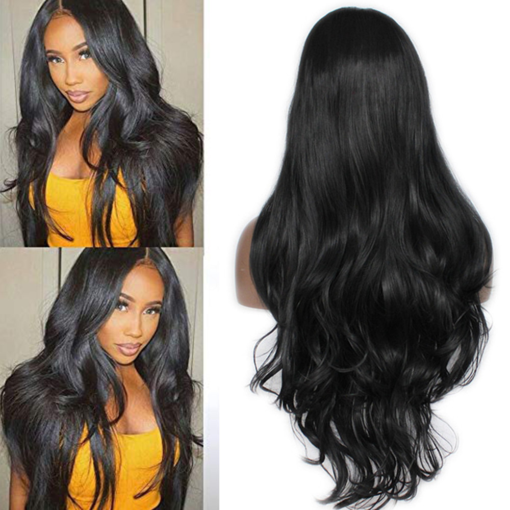 Glueless Lace Front Full Wig 360g 24″ Women Body Wave Wavy Wig With Baby Hair