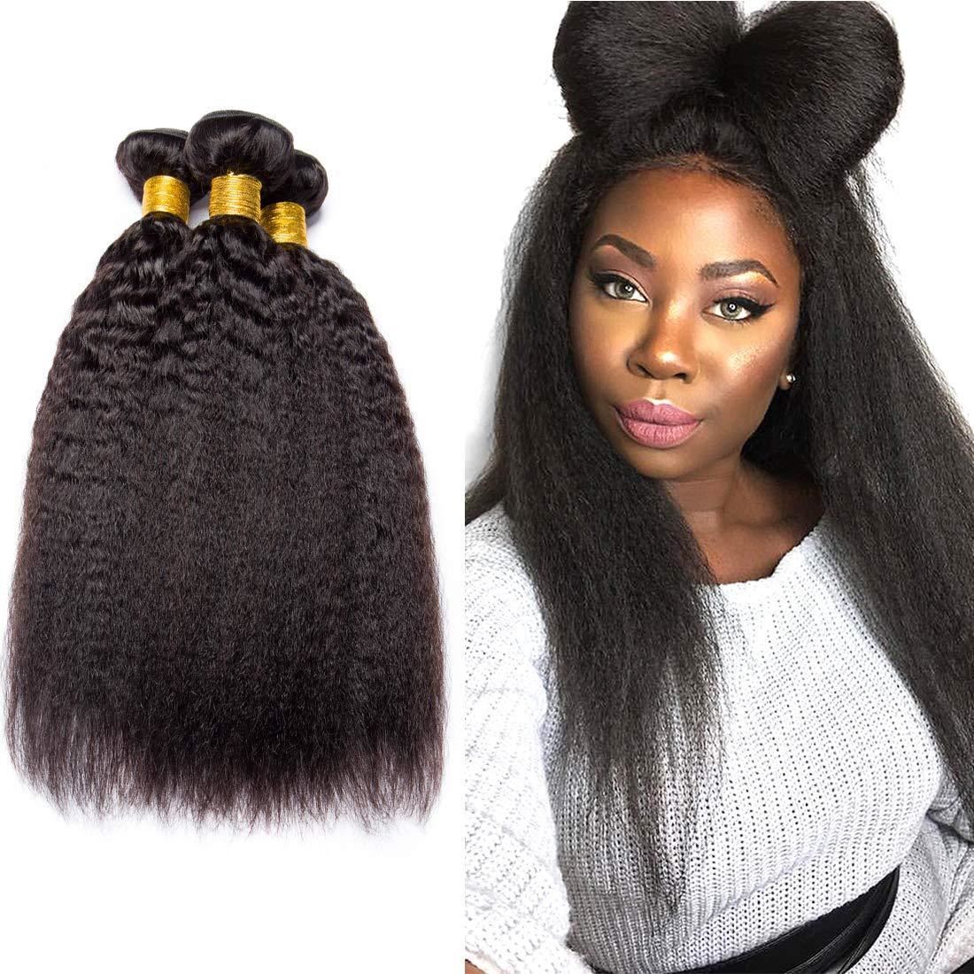 10A Grade 3/4 Kinky Straight Natural Hair Bundles With 13×4 Frontal