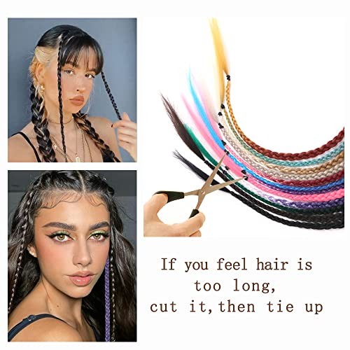 Braid Hair Extensions, 5 PCS Baby Braids Front Side Bangs Clip in Natural Black