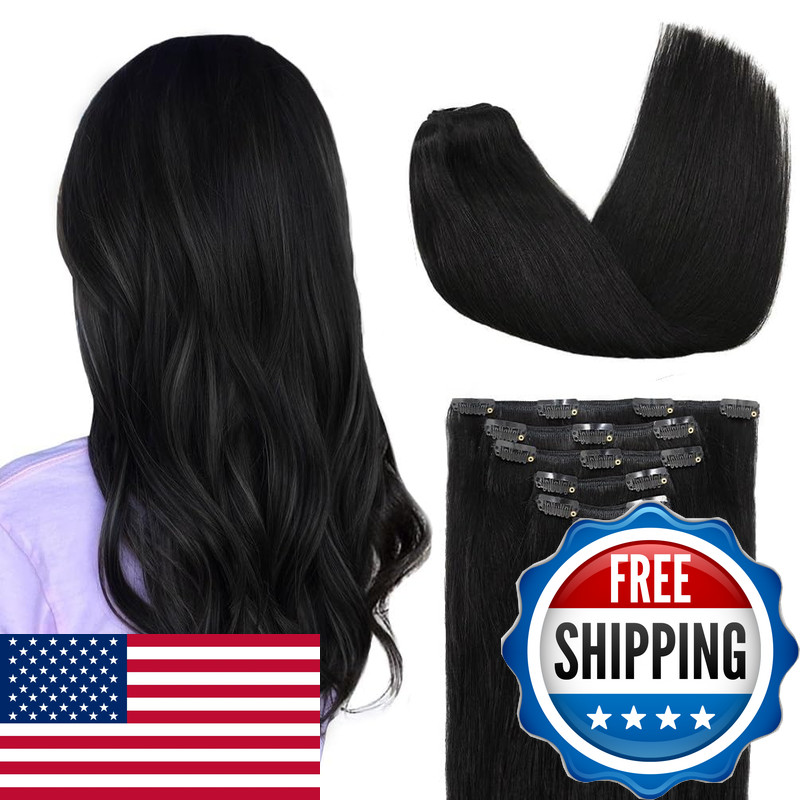 Winsky 12 Inches Clip In Hair Extensions Remy Human Hair – 70G 7Pcs 16 Clips