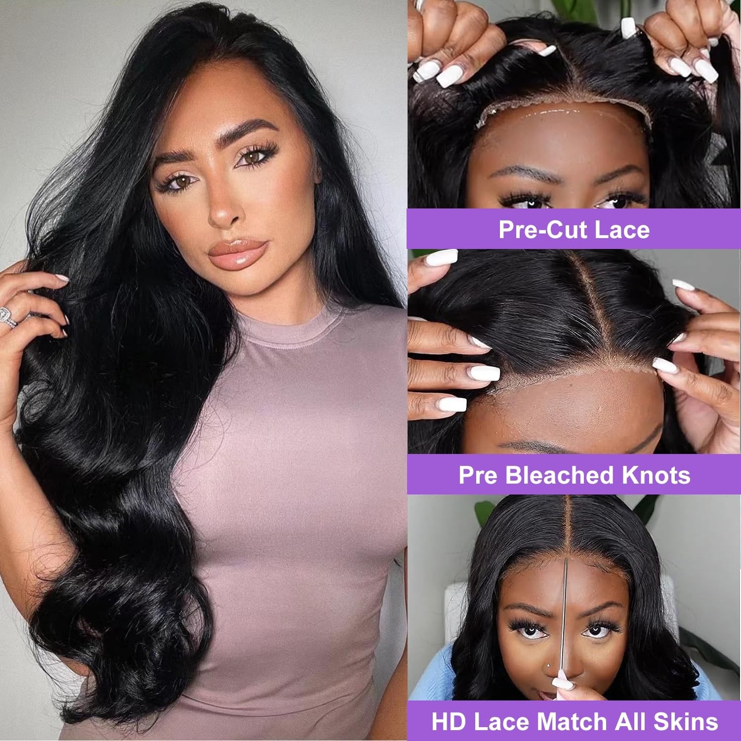 Glueless HD Lace Front Wig – 28″ Body Wave, 180% Density, Easy Wear for Beginner