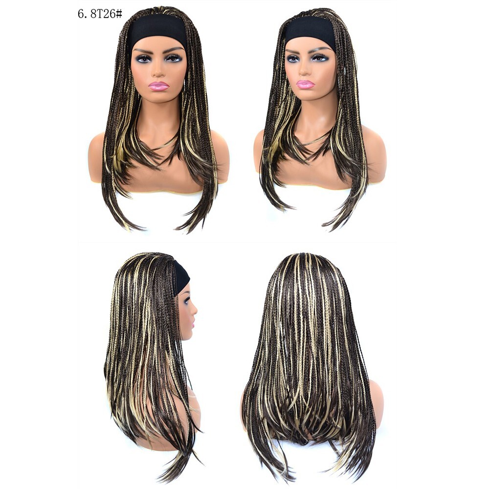 Box Braided Headband Wig for Black Women 18″ Synthetic Full Braids Wig Wrap Wig