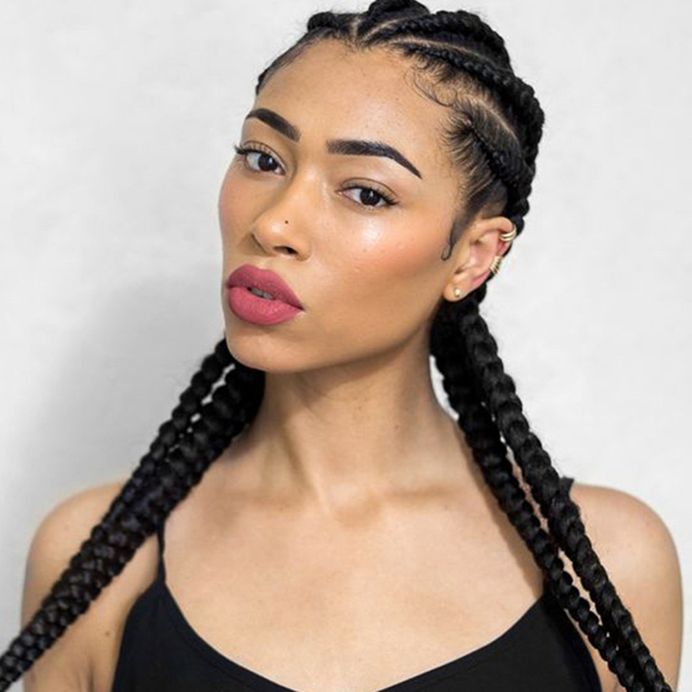 Black Braided Ponytail Extension Wig Easy to Wear for Wedding Concert and Dating