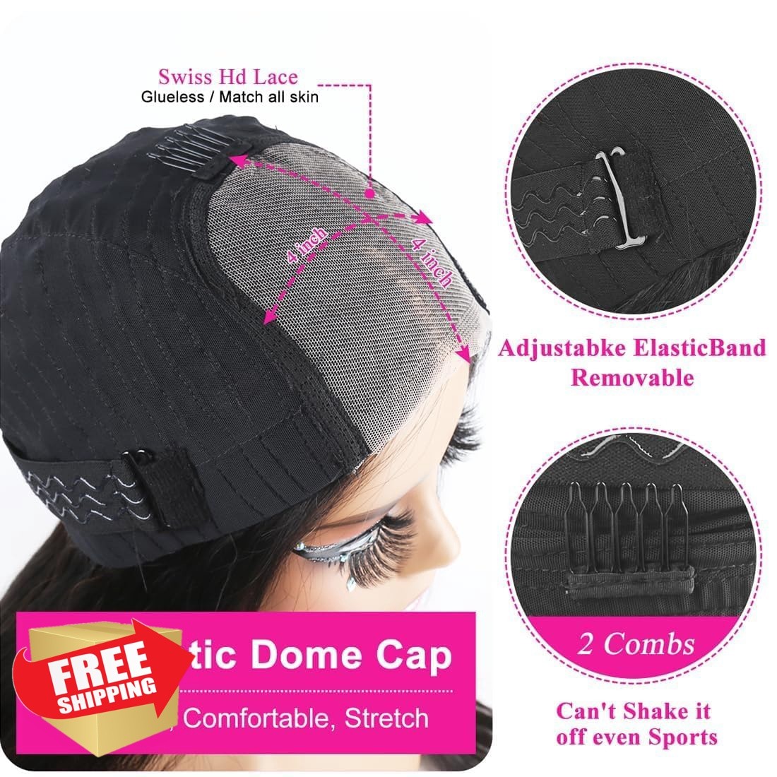 B-fashion 20 Inch Body Wave Glueless Wig Natural Black