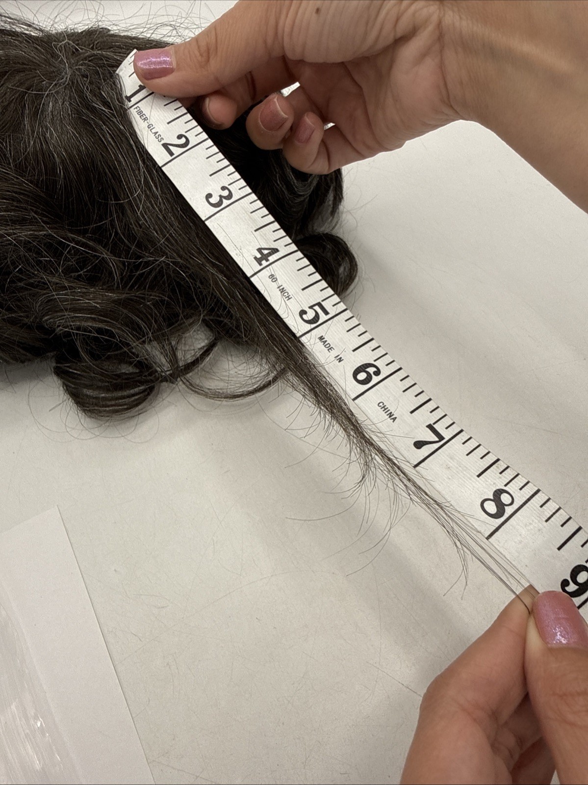 Men’s Toupee Human Hair Wavy Replacement #34A Gray HH Fibre Mix 7” Length NEW!
