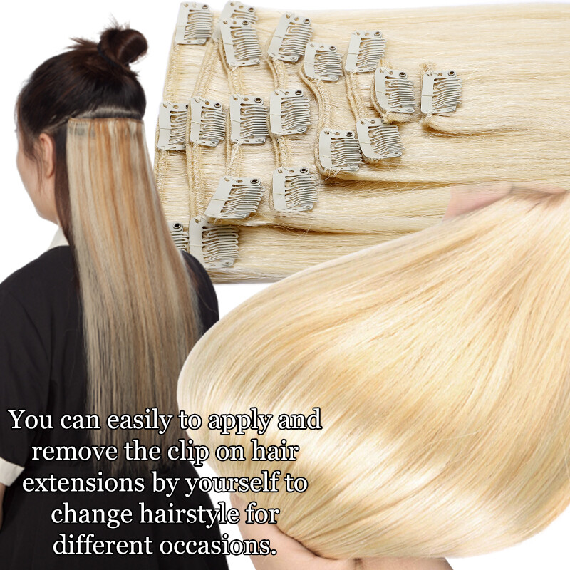 CLEARANCE Clip In 100% Real Human Remy Hair Extensions Full Head Highlight LONG