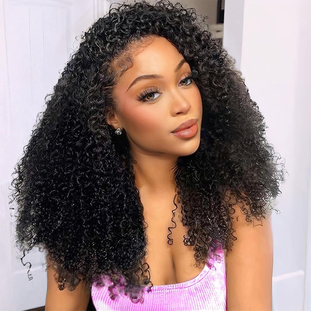 200 Density Kinky Curly Half Wig – 3 in 1 Glueless Flip Over Wig, 20 Inch, Draws