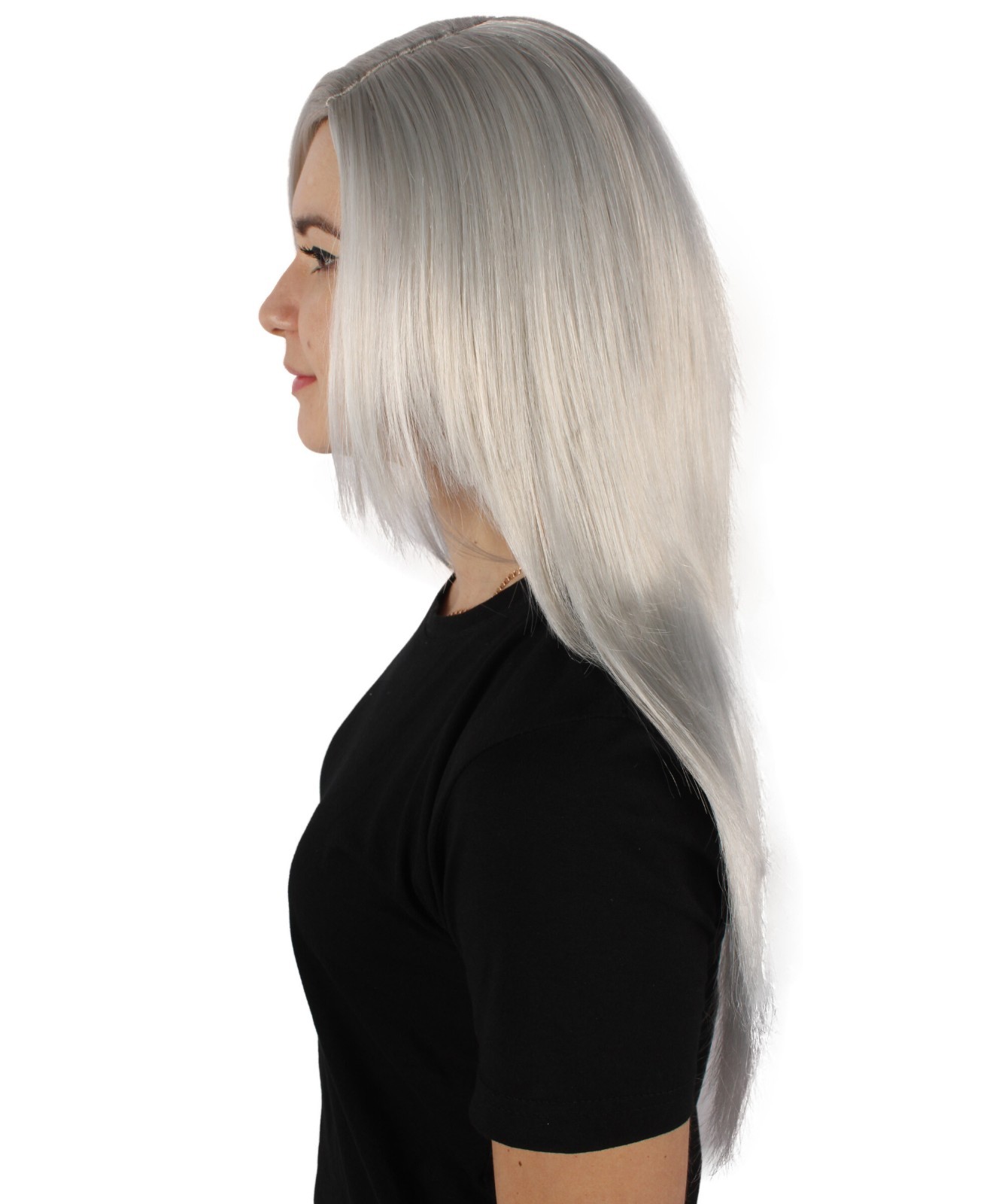 HPO Adult Women’s Grey Straight Wig, Cosplay Wig Standard cap HW-7566