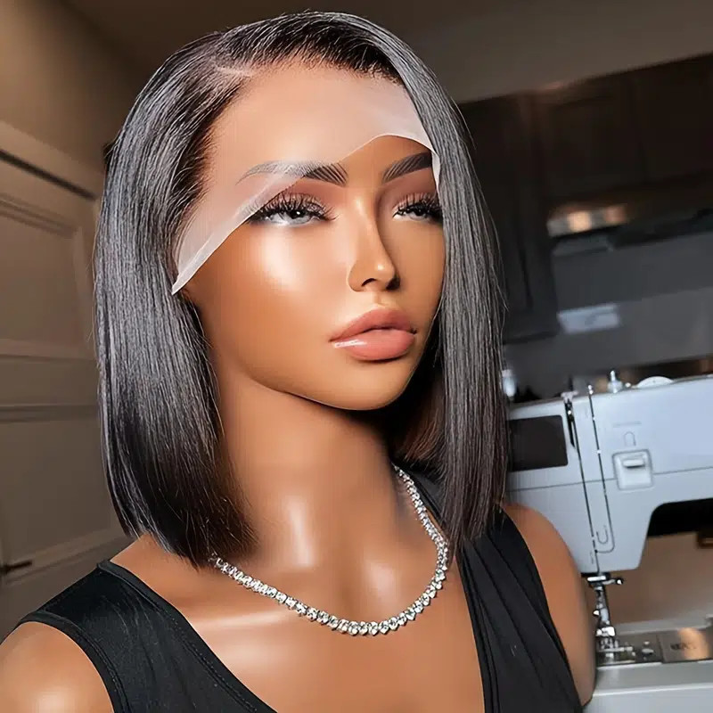 Sexy black human hair bob wig yes can be bleach also pre plucked