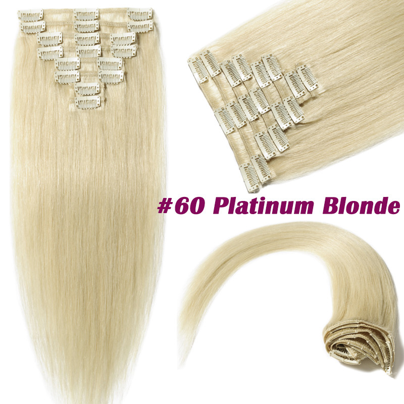 US Real Clip In 100% Remy Human Hair Extensions Full Head Highlight 18″20″22″24″