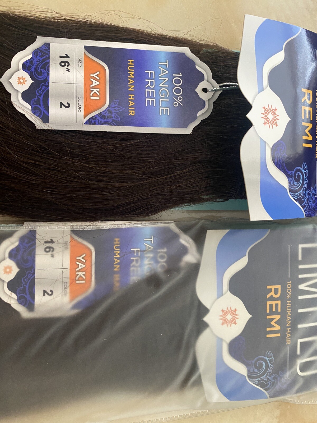 REMI PRIME LIMITED 100% HUMAN HAIR SOFT YAKY WEAVE-16 LOT 2 COLOR 2 TANGLE FREE