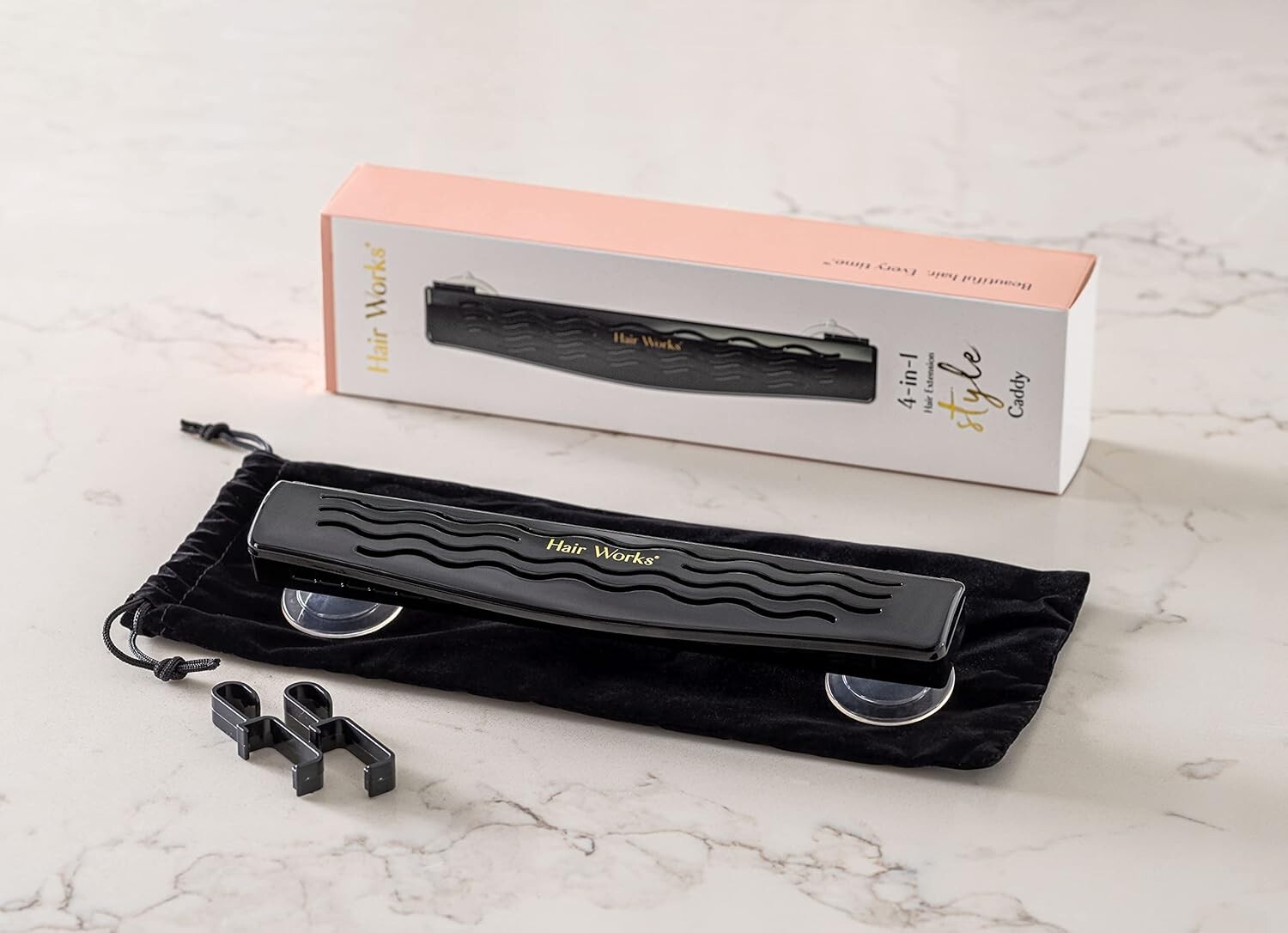 Hair Works 4-in-1 Hair Extension Style Caddy The Original Hair Extension Holder