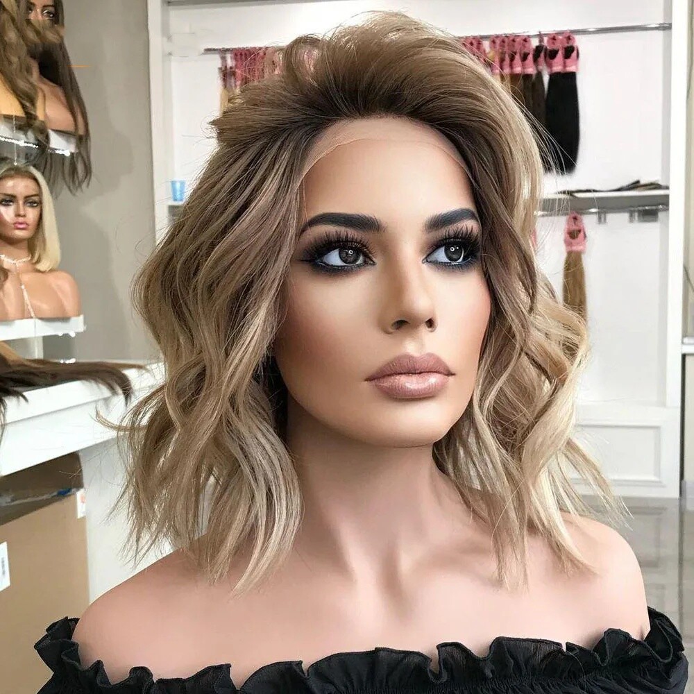 Balayage Ash Blonde Body Wave Wigs Remy Human Hair13x4 Lace Front Wig Pre Pluck