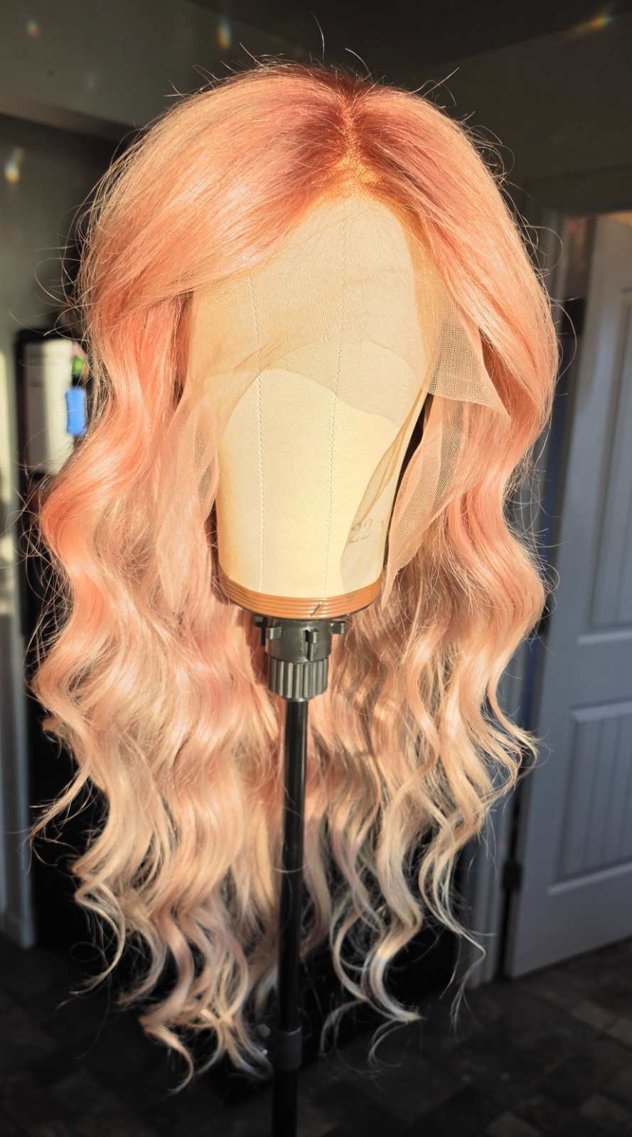 30″ Custom-colored 100% Human Hair Lace Front Wig – Pink Champagne