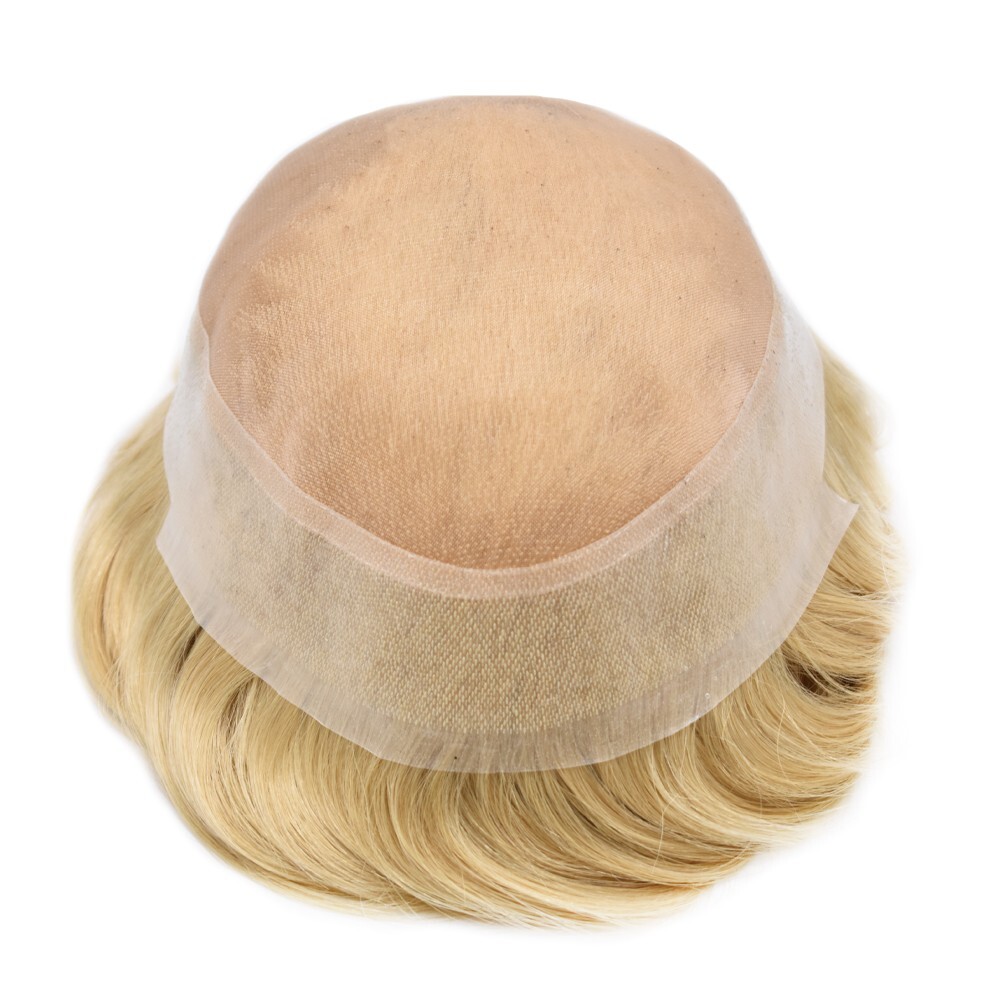 Mens Toupee Hairpiece Fine Mono Poly Human Hair Replacement System Wigs for Men