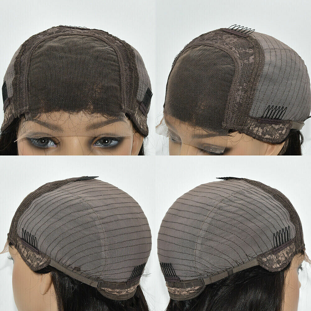 Short Bob Wig Water Wave 4×4 Human Hair Wigs Lace Closure Wigs Natural Black