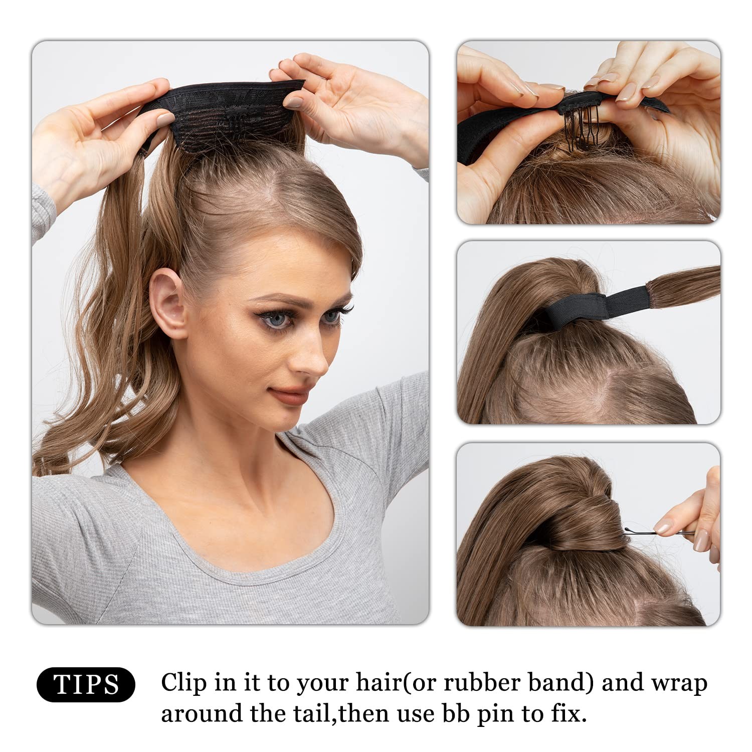 Cjl Hair 14 Short Ponytail Hair Extension Wrap Around Pony Tail Clip In Curly