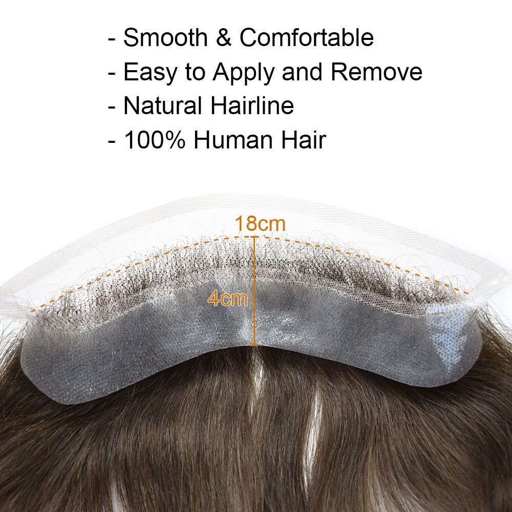 Lace Skin Mens Frontal Hairpiece Male Forehead Hair Line for Receding Hairline