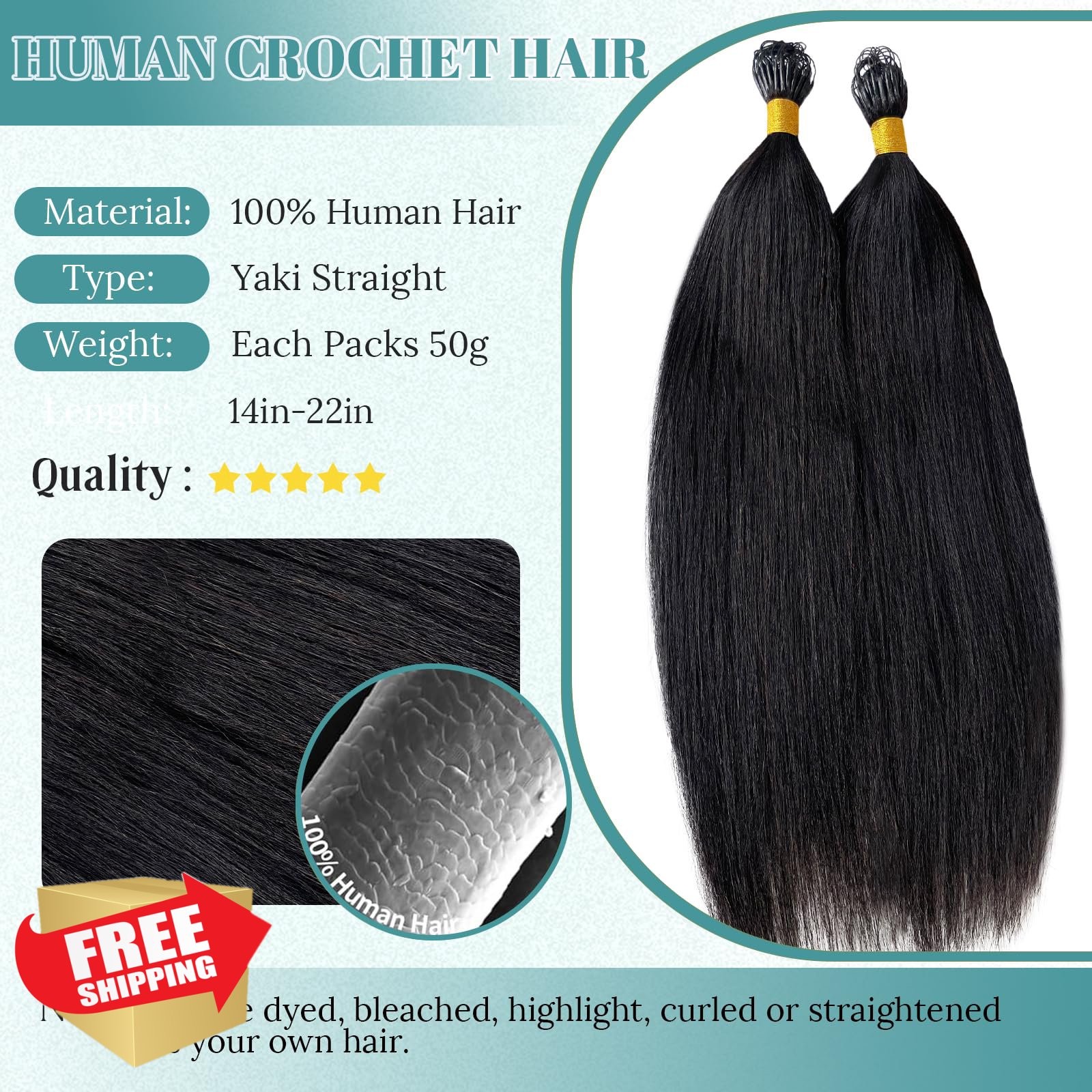 Munx Crochet Hair #1B Yaki Straight 22 Inch