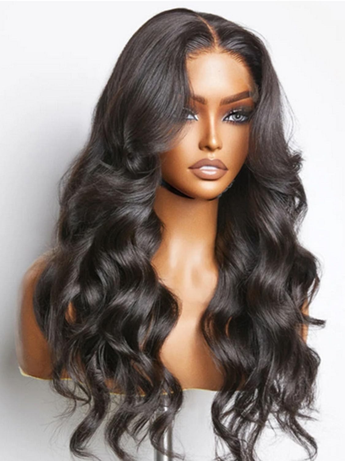 Human Hair Lace Front Wigs 20 Inch Body Wave Glueless Natural Black