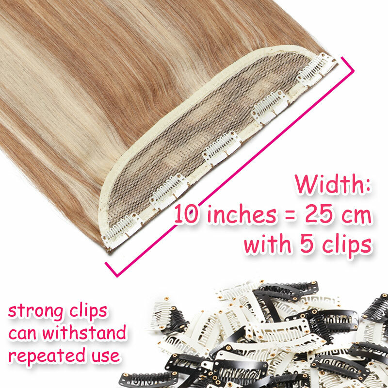 8-24″ Clip in Real Remy One Piece 100% Human Hair Extensions Full Head Hairpiece