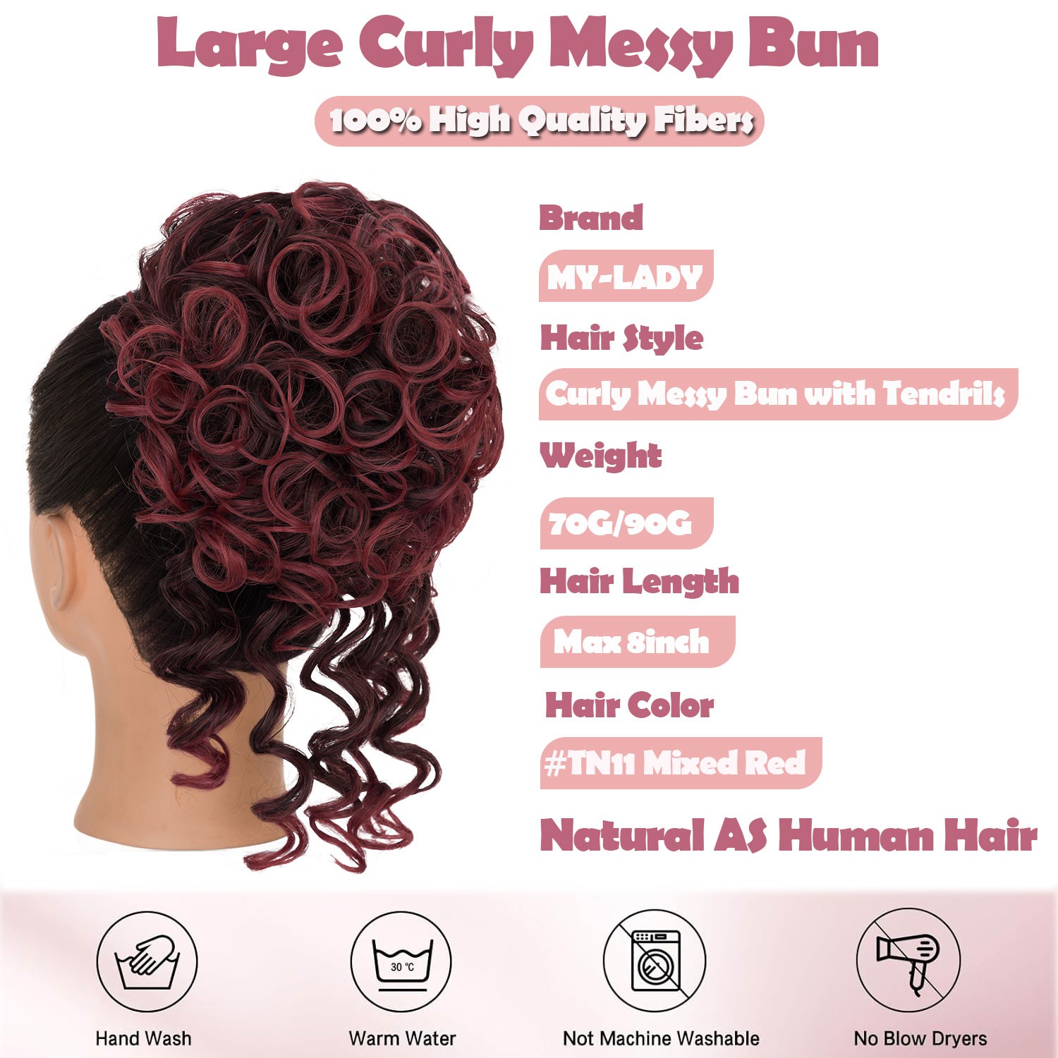 Fluffy Curly Messy Bun Hair Piece Updo Drawstring Hair Extensions Real as Human