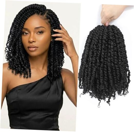 10 Inch 8 Packs Pre-twisted Passion Twist Crochet Hair 10 Inch (Pack of 8) 1B