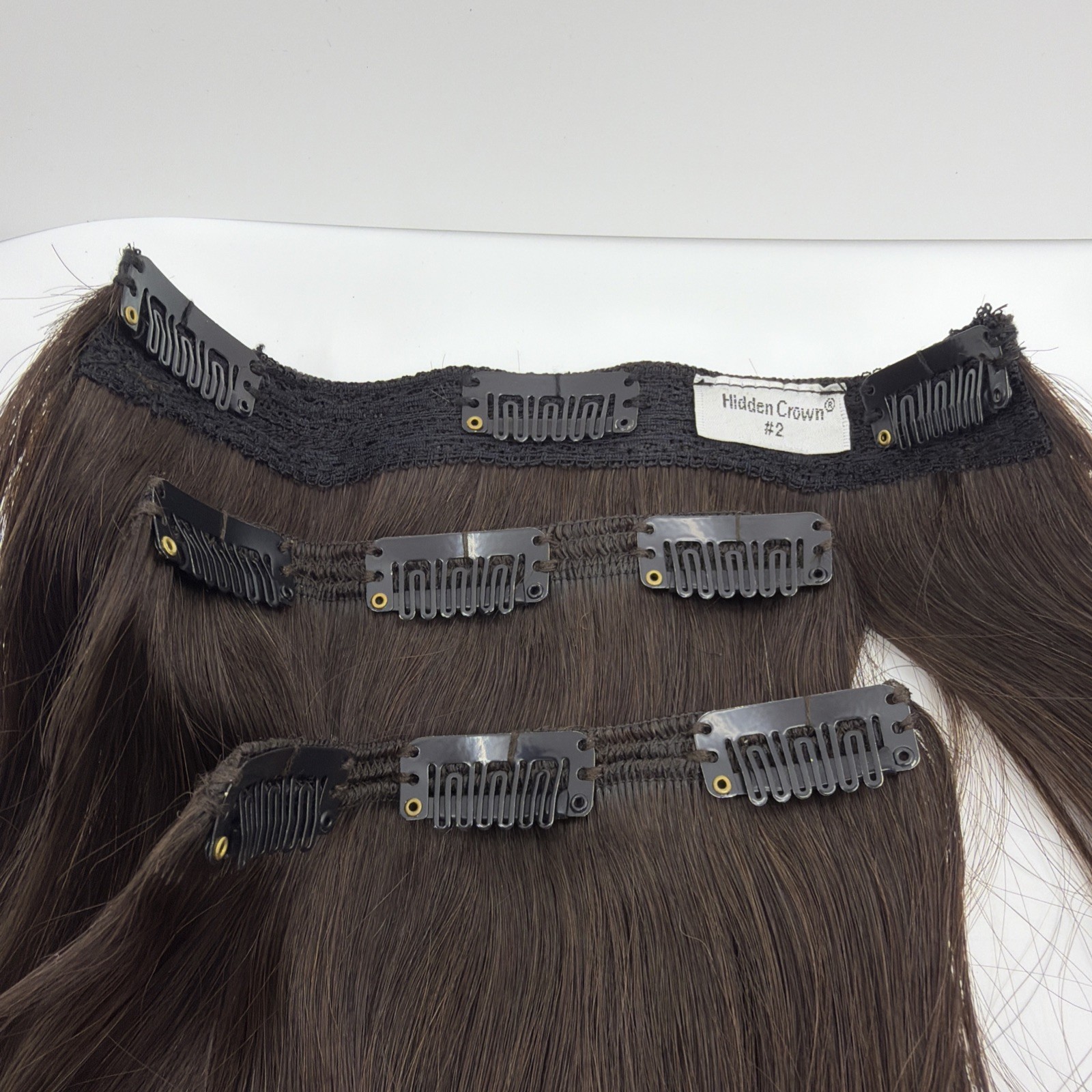 Hidden Crown 18” Crown Clip In Human Hair #2 Off Black 140g New Remy Hair Unused