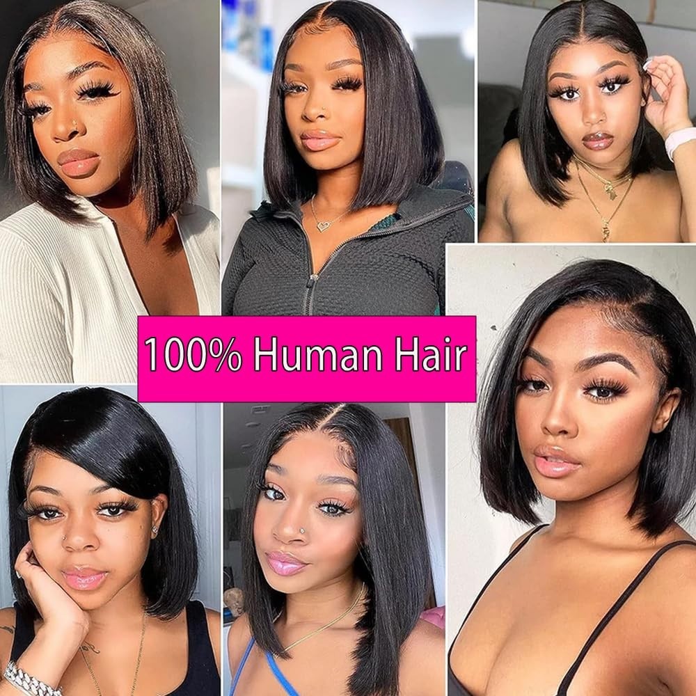 Short Bob Wig Human Hair StraightWear to Go 4×4 Lace Closure Bob Wigs Human Hair