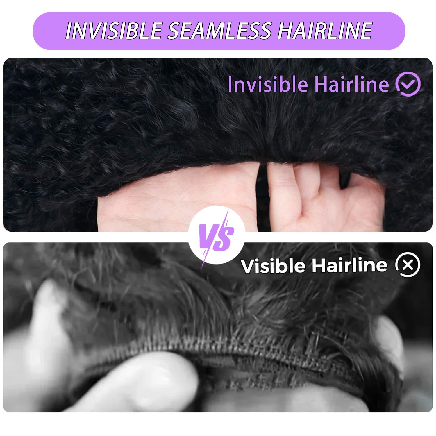 Canaryfly Afro Kinky Curly Human Hair Half Wigs For Black Wome 200 Density 3 In