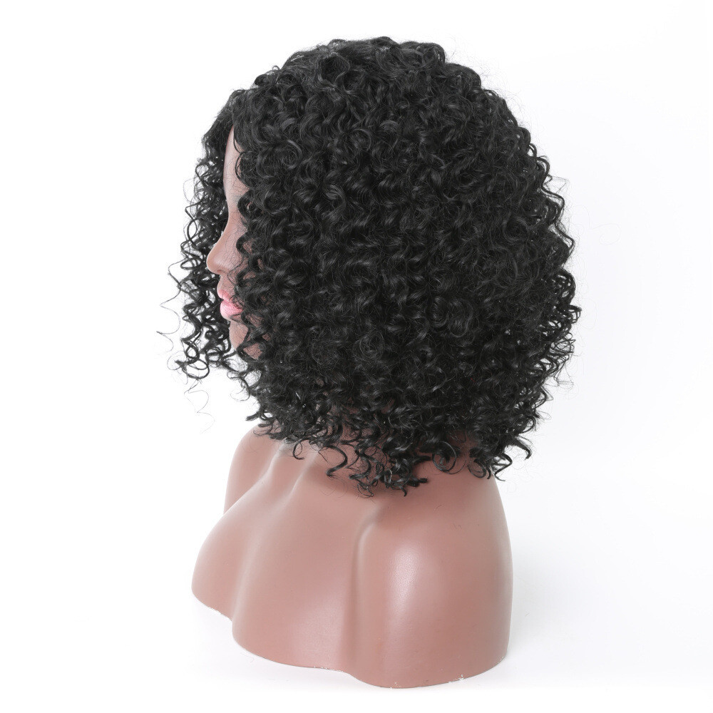 Women’s Curly Wavy Short Wigs Dark Black Ladies Costume Synthetic Hair US SHIP