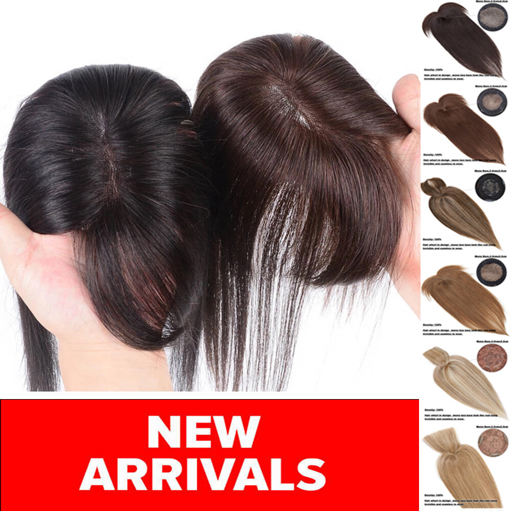 13*15 Large Human Hair Topper Hairpiece Clip In Women Hair Loss Top Piece BANGS