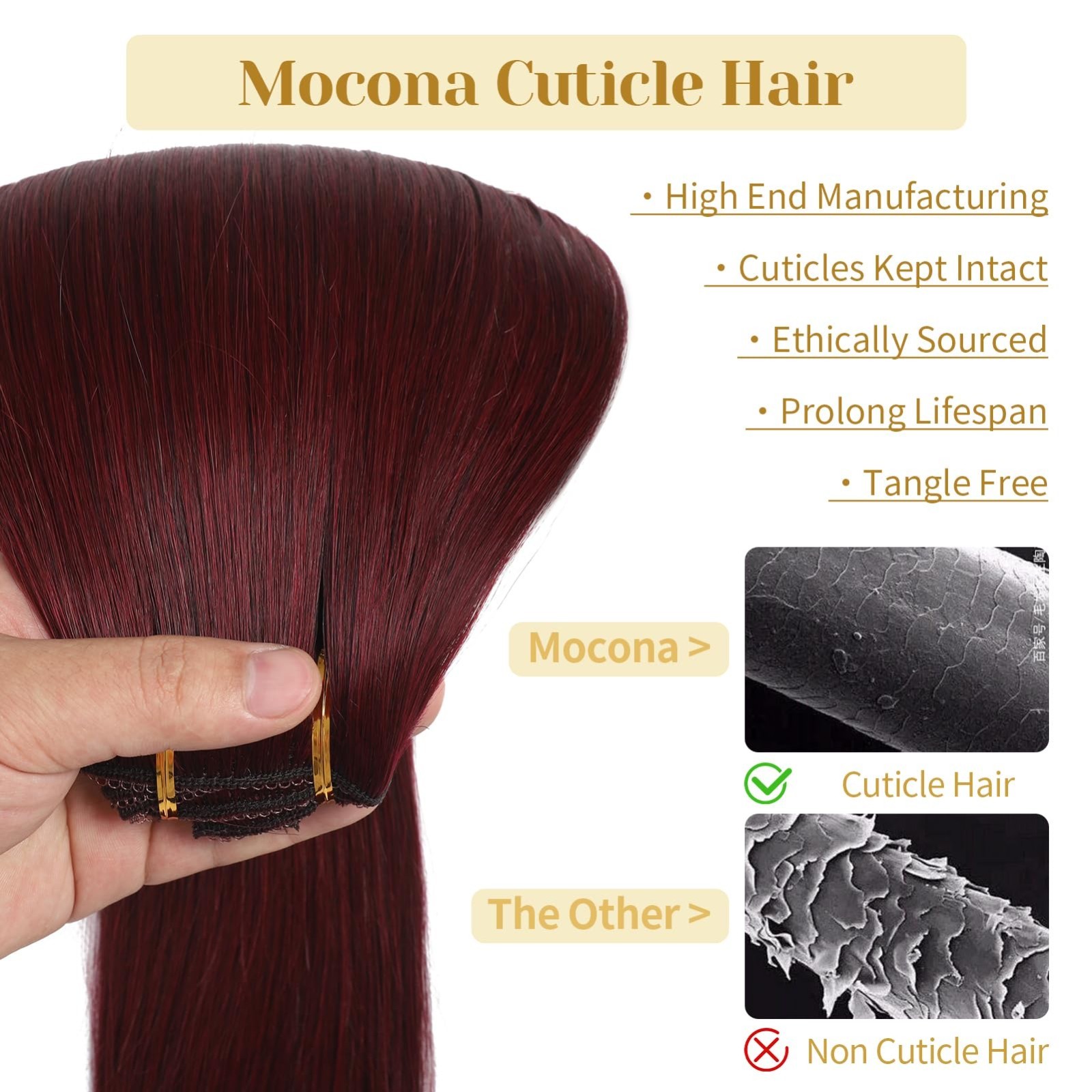 20″ Clip-in Real Human Hair Extensions 7pcs 120g Burgundy Red Soft Remy Straight