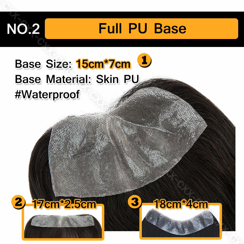 Front Piece Mens Toupee Hairpiece PU 100% Real Human Hair Replacement System USA
