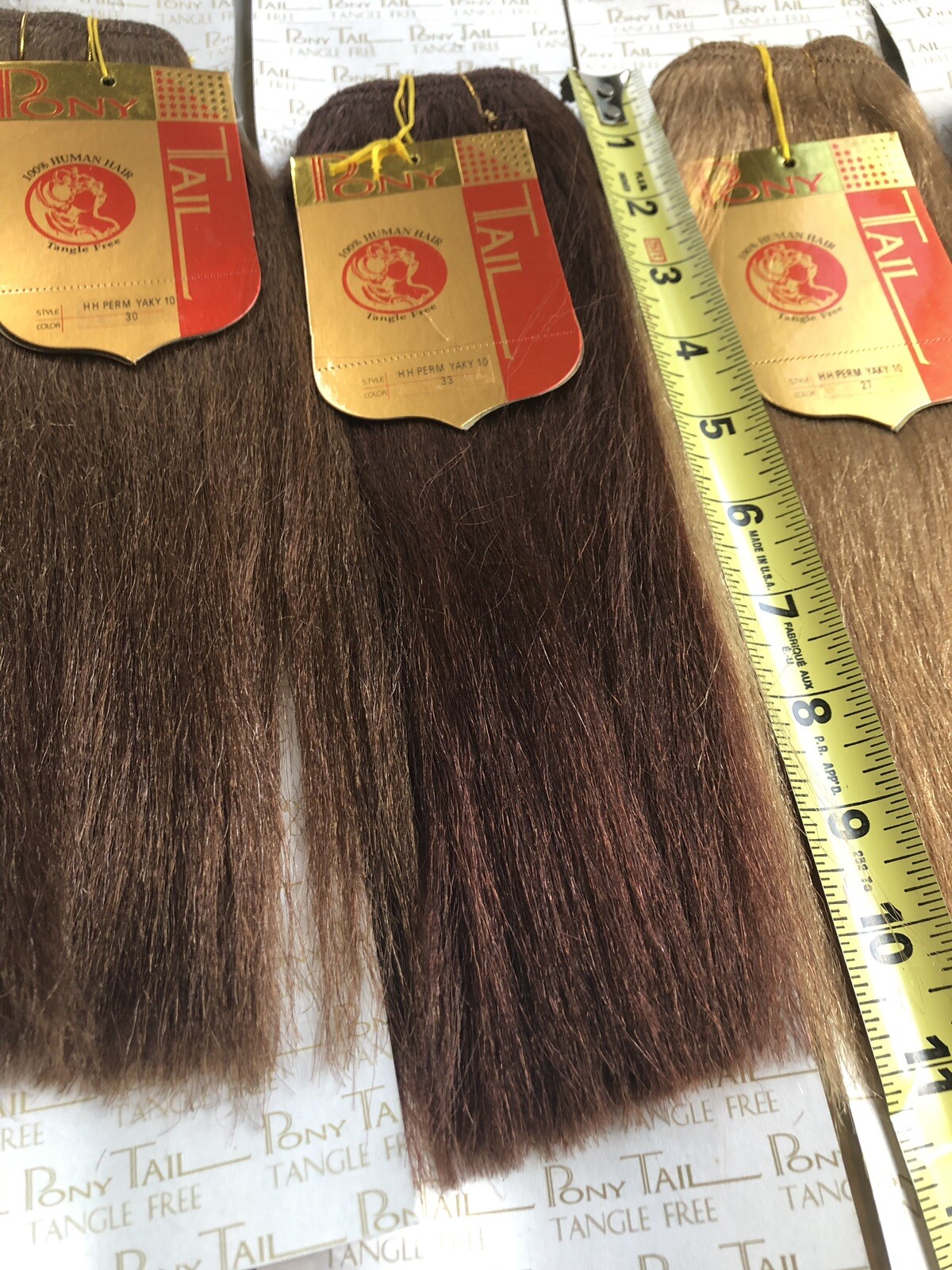 100% Human Hair for Weaving by Pony Tail, Perm Yaki Coarse Texture, Bright Color