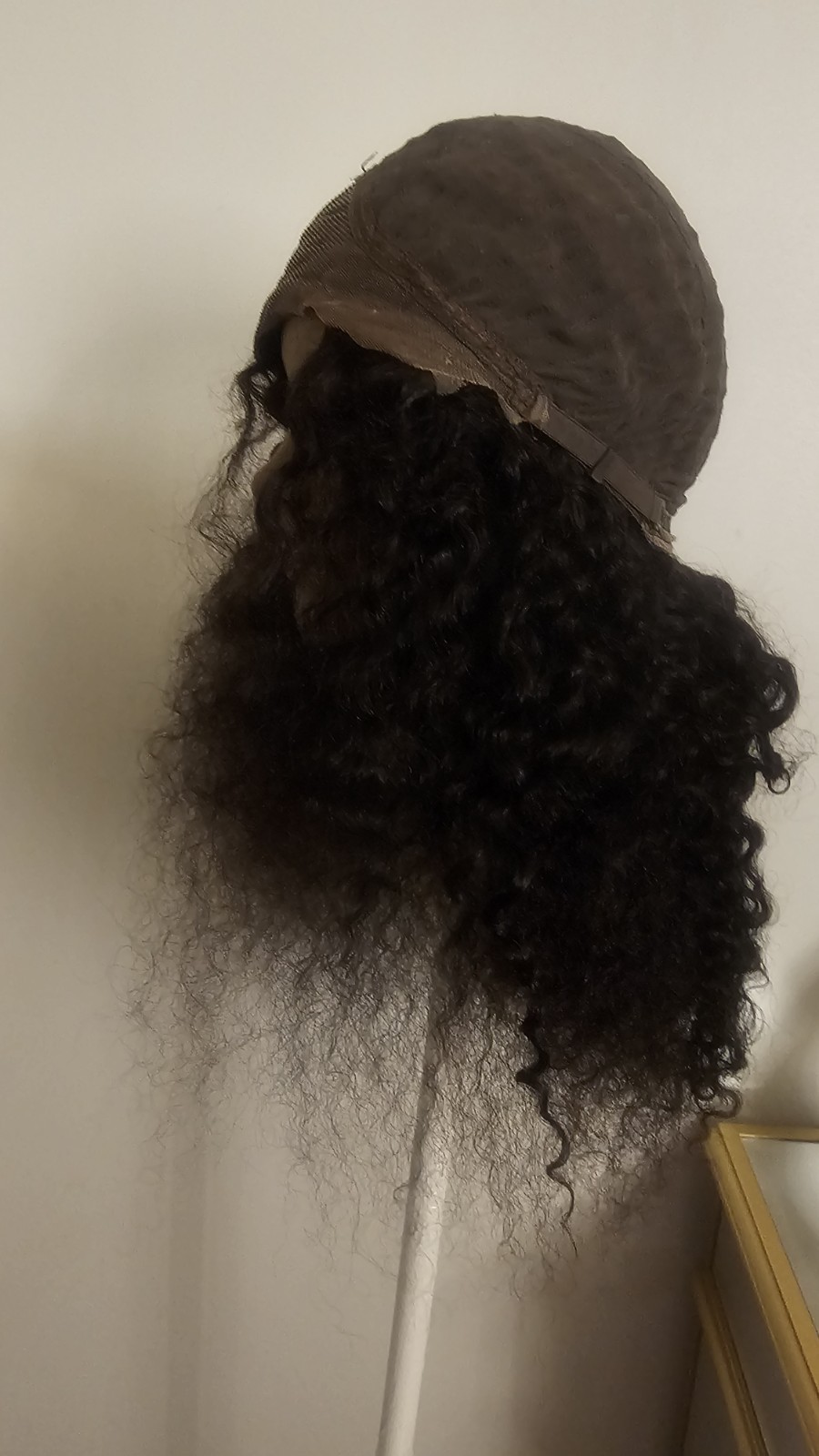 High Quality regular Top Black 20″ curly 100% Virgin Human Hair Lace Wig