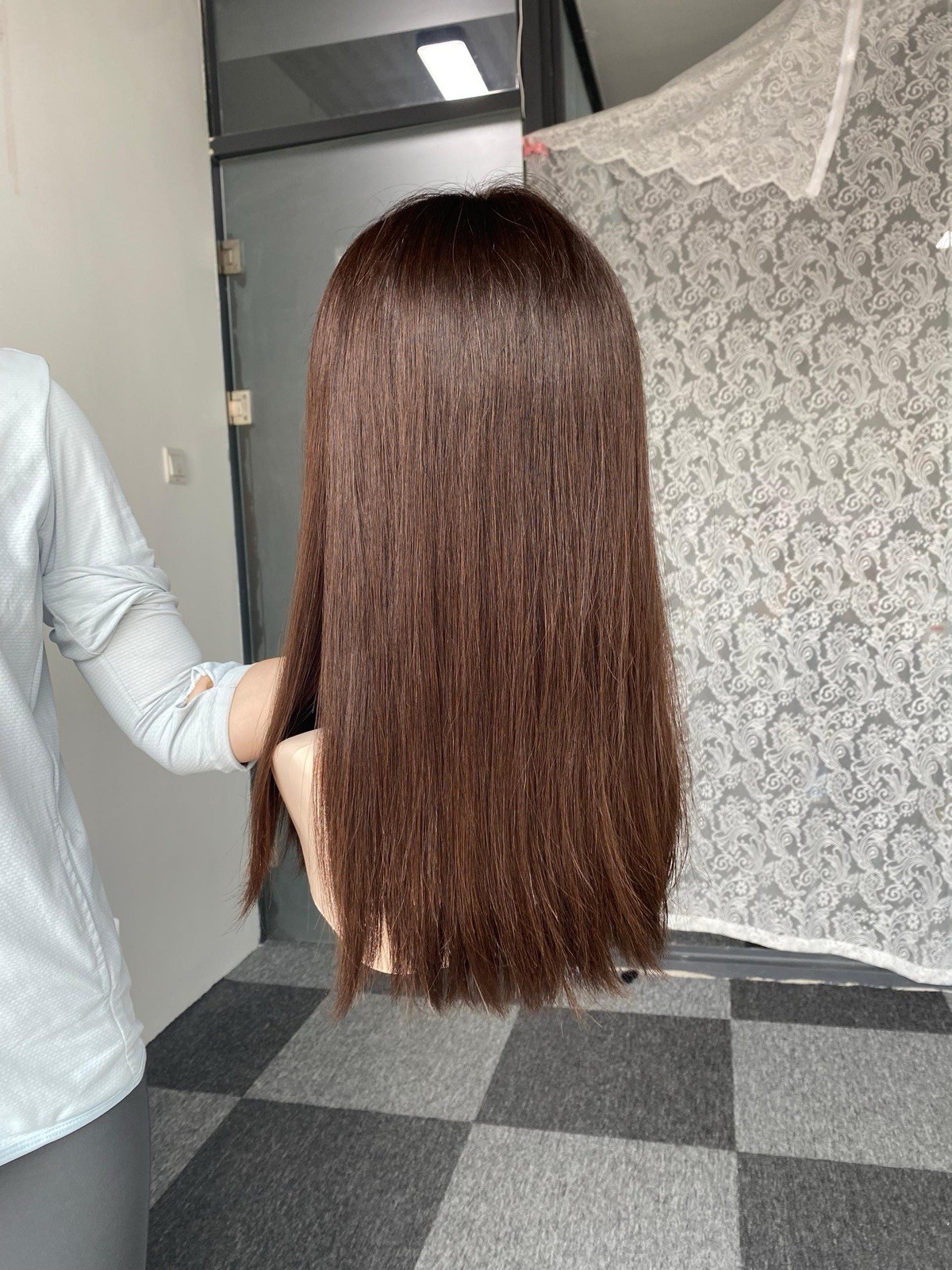 Lace Top Human Hair Wig Sheitel – 18” | No Layer | Color 8 | Medium Cap