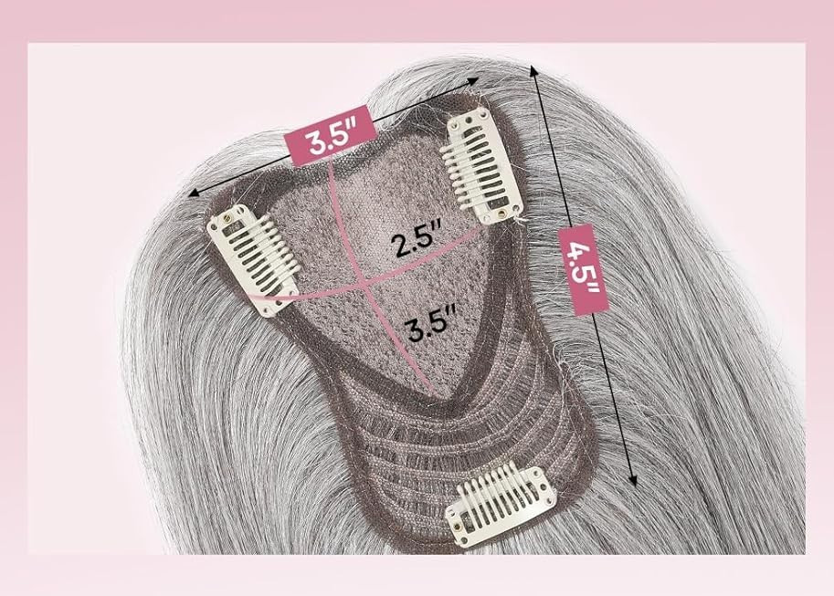 Dark Gray Black Mixed 100% Human 10in Women Hair Topper