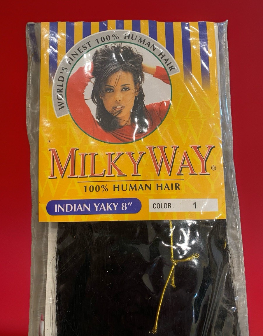 Milky Way Indian Yaky 100% Human Hair Extensions 8” & Color # 1 Black Shake-N-Go