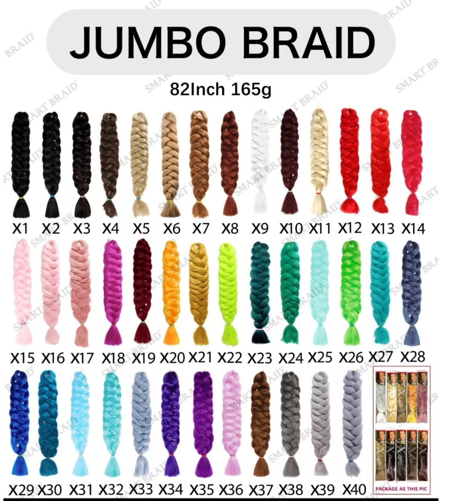 X-pression Xpression Expression 82″ Ultra Braiding Hair, , all color