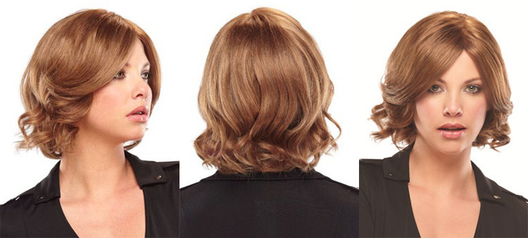 Classic Cap women Synthetic Curly Wavy Short Light Brown full wig HengFeng ZP13
