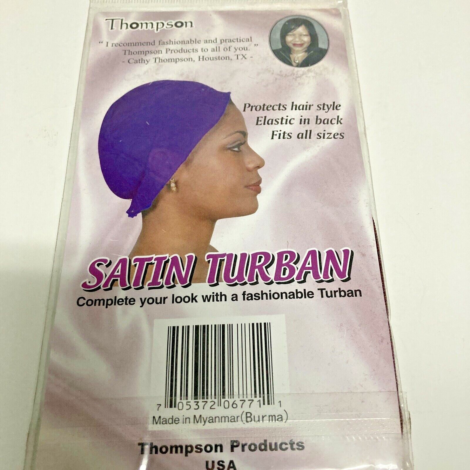 THOMPSON SATIN TURBAN FITS ALL SIZE # 6771 COLOR:DARK BROWN