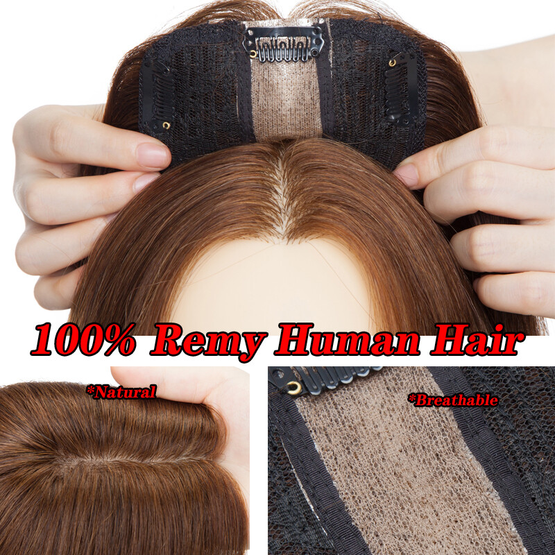 AAA 100% Virgin Remy Human Hair Silk Base Women Topper Hairpiece Toupee Wigs 8″
