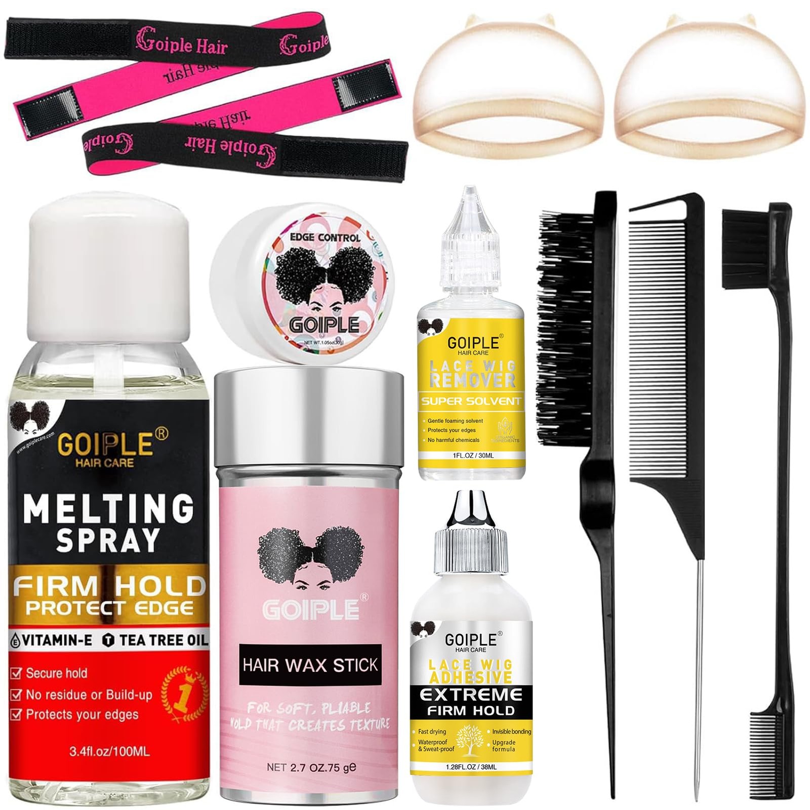 Hair Extension Adhesive Spray Kit Lace Front Wig & Closure Glue, No Melt