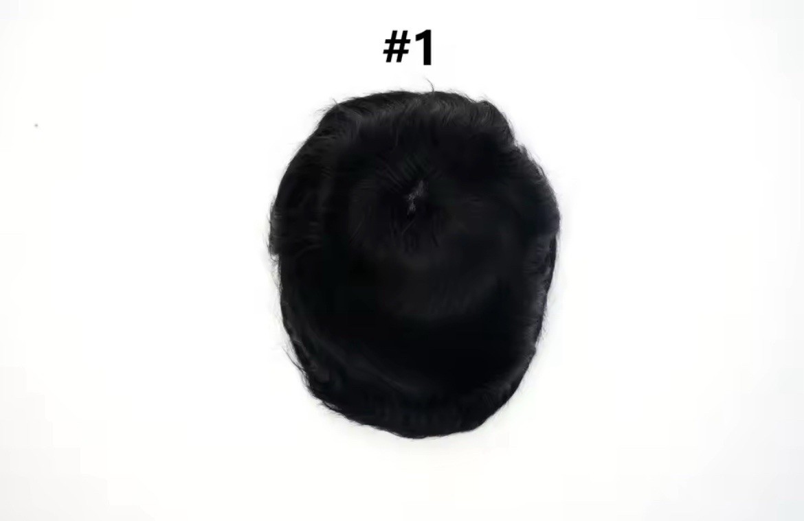 Men’s Human Hair Toupee Hairpiece Transparent Ultra-Thin Skin V-Loop Wavy